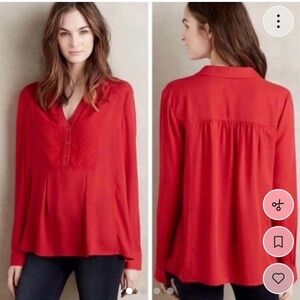 Maeve “De Stiji” Vibrant Red v neck Blouse